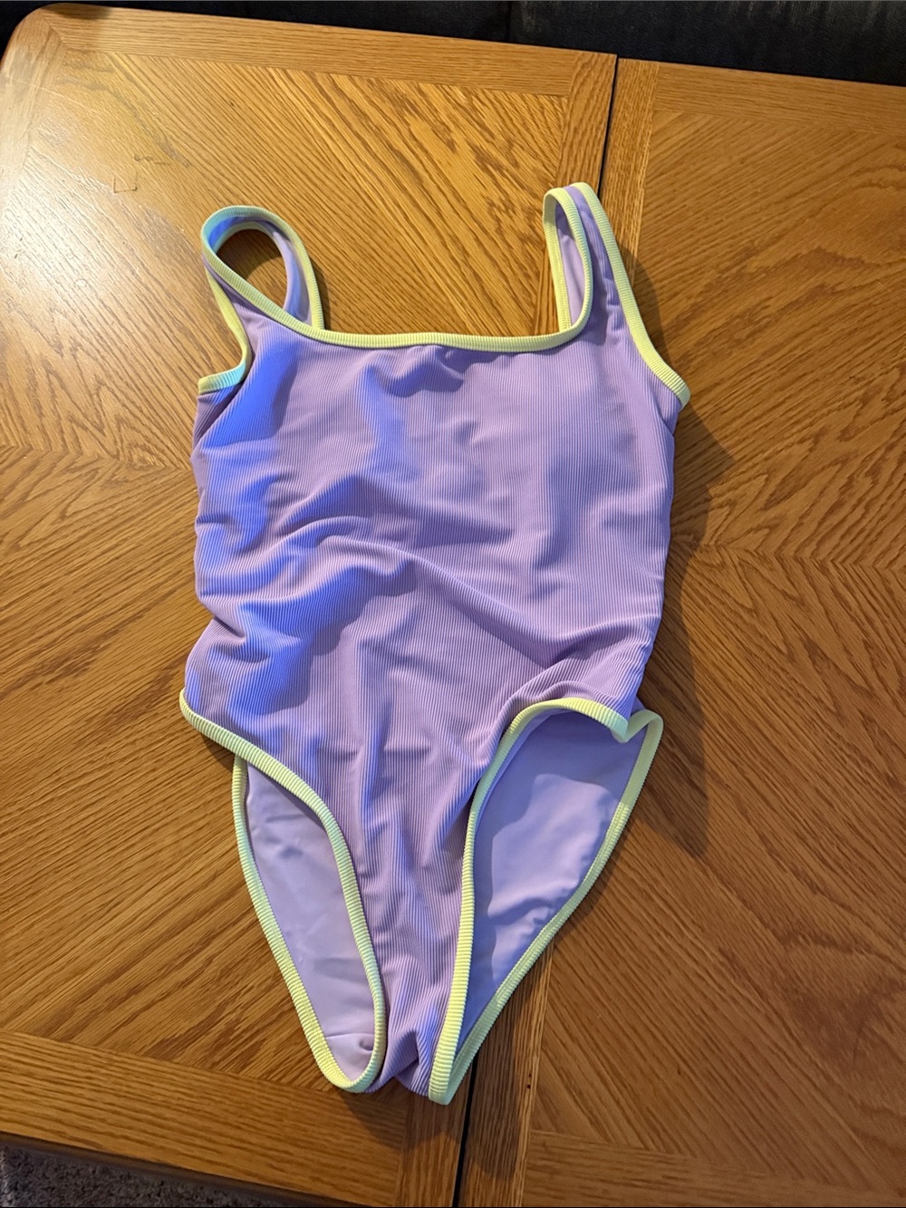 LainSnow Lilac One-Piece Swimsuit with Yellow Trim